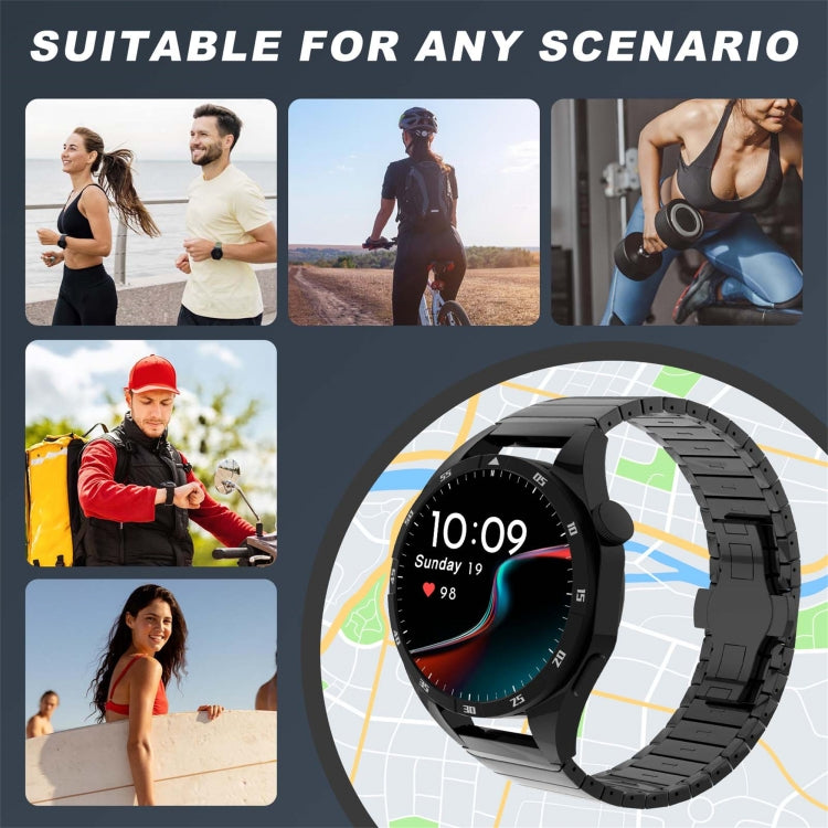 For Garmin Forerunner 265 Music 22mm One Bead Paint Butterfly Buckle Alloy Watch Band(Black) by bashfashion