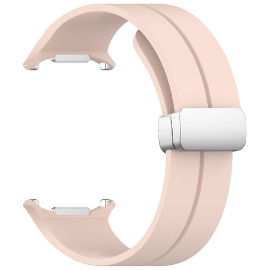 For Samsung Galaxy Watch Ultra 47mm / Ultra 2025 Groove Magnetic Folding Silver Buckle Silicone Watch Band(Pink) by bashfashion