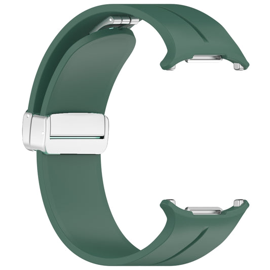 For Samsung Galaxy Watch Ultra 47mm / Ultra 2025 Groove Magnetic Folding Silver Buckle Silicone Watch Band(Green) by bashfashion