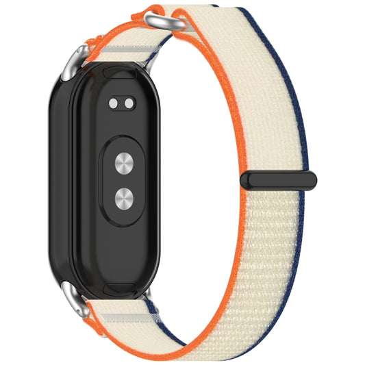 For Xiaomi Smart Band 9 NFC Loop Nylon Hook and Loop Fastener Watch Band(Orange+Beige) by bashfashion