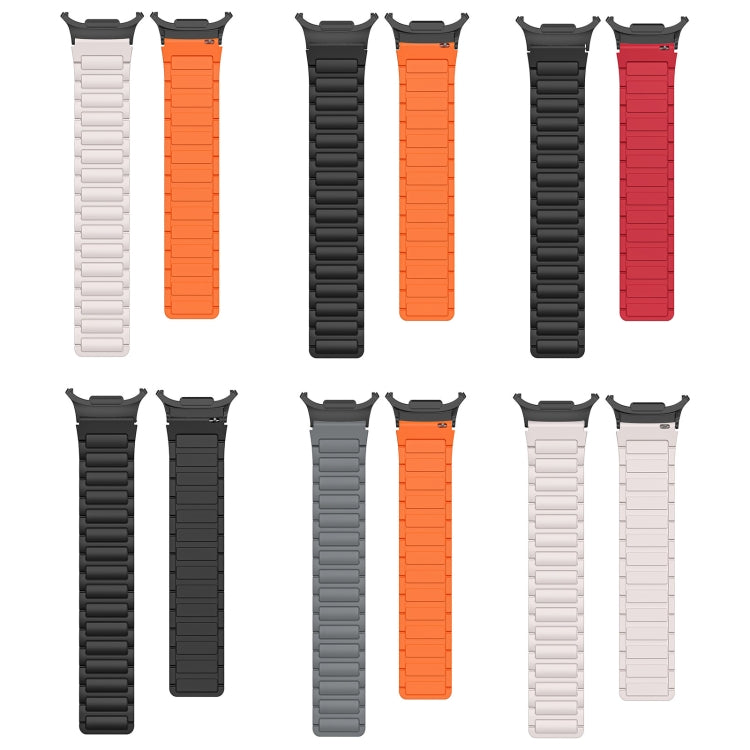 For Samsung Galaxy Watch Ultra 47mm Black Connector I-shaped Magnetic Silicone Watch Band(Starlight Orange) by bashfashion
