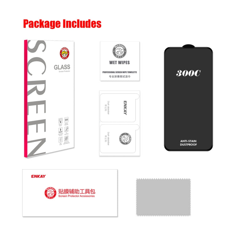 For iPhone 15 / 16 ENKAY 300C Super Large Arc Full Coverage High Aluminum-silicon Tempered Glass Film by ENKAY