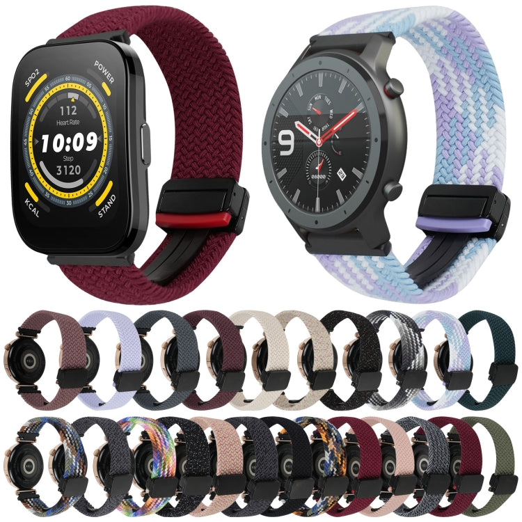 For Amazfit Watch Bip 5 22mm Magnetic Buckle Braided Watch Band(Black Sand Fed) by bashfashion