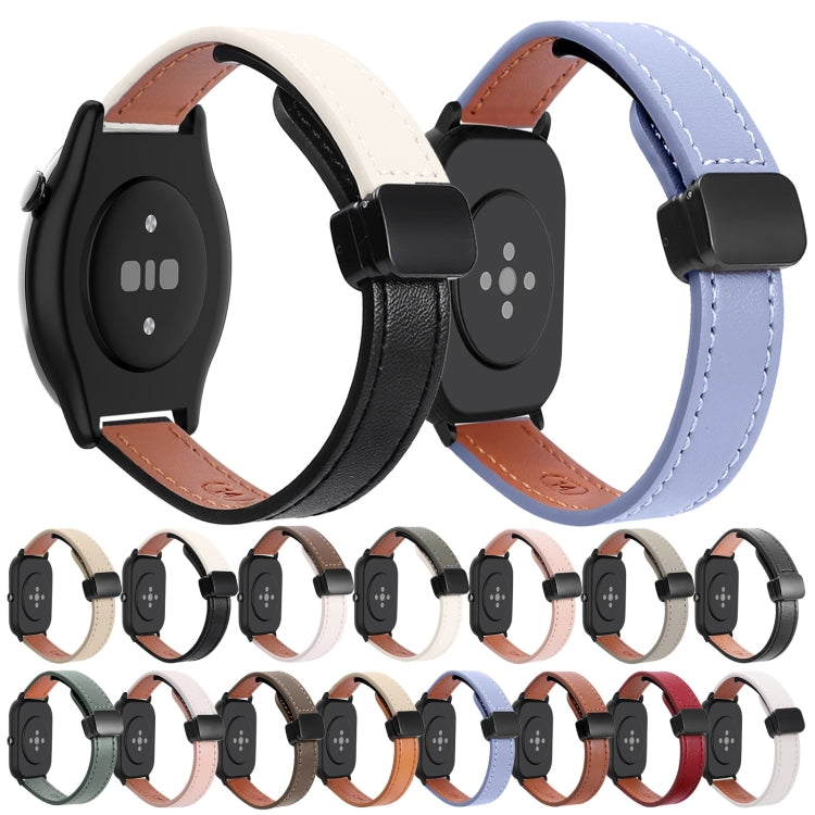 For Amazfit Watch Bip5 Small Waist 22mm Magnetic Microfiber Leather Watch Band(Lavender) by bashfashion