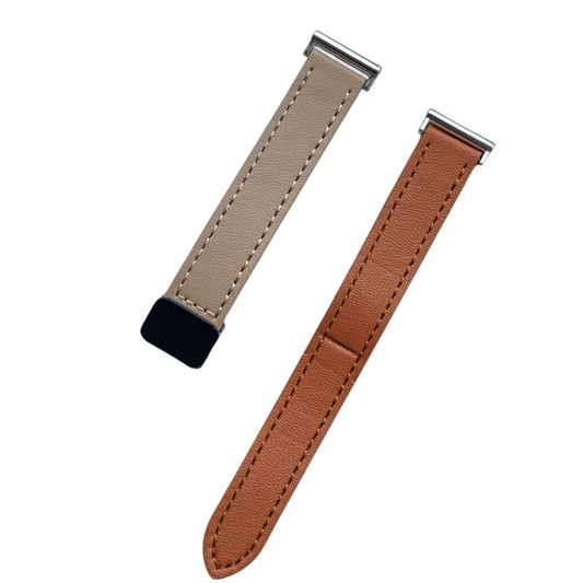 For Garmin Forerunner 255 Music 22mm Slim Magnetic Buckle Microfiber Leather Watch Band(Aimaorange+Cream Apricot) by bashfashion