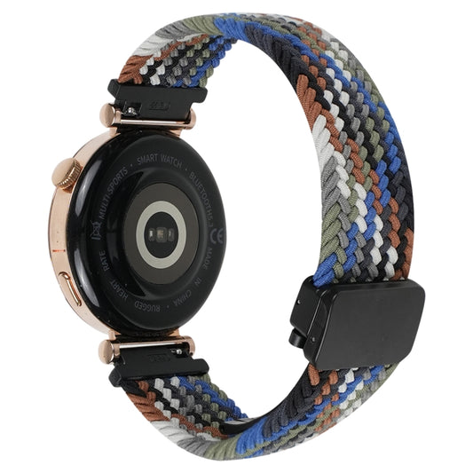 For Huawei Watch GT 4 41mm 18mm Magnetic Buckle Braided Watch Band(Denim Colorful) by bashfashion