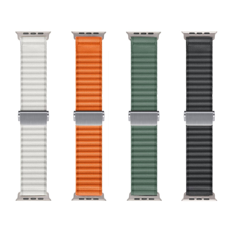 For Apple Watch SE 2023 44mm Off Road Magnetic Buckle Braided Nylon Watch Band(White) by bashfashion