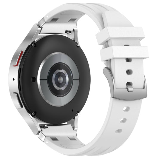 For Samsung Galaxy Watch 46mm 22mm Quick Release Silver Buckle Royal Silicone Watch Band(White) by bashfashion
