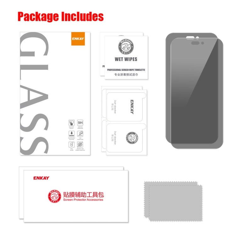For iPhone 16 Pro Max 2pcs ENKAY Hat-Prince 28 Degree Anti-peeping Privacy Tempered Glass Film by ENKAY