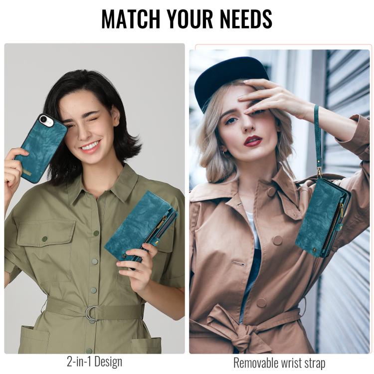 For iPhone 16e CaseMe 008 Detachable Multifunctional Leather Phone Case(Blue) by CaseMe