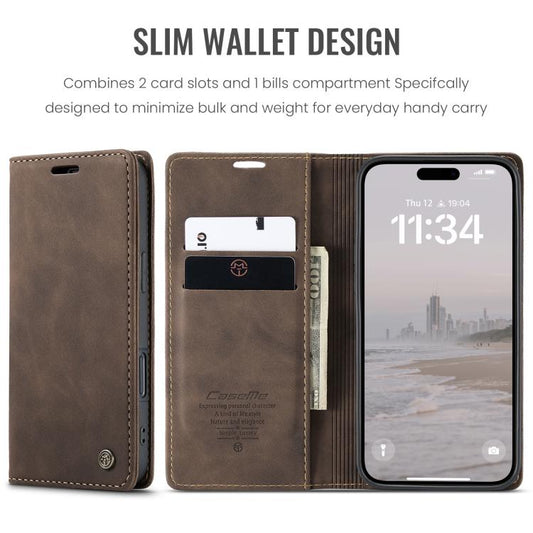 For iPhone 16 Pro Max CaseMe 013 Multifunctional Horizontal Flip Leather Phone Case(Coffee) by CaseMe
