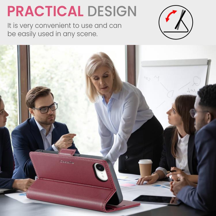 For iPhone 16e CaseMe 023 Butterfly Buckle Litchi Texture RFID Anti-theft Leather Phone Case(Red) by CaseMe