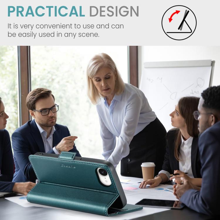 For iPhone 16e CaseMe 023 Butterfly Buckle Litchi Texture RFID Anti-theft Leather Phone Case(Green) by CaseMe