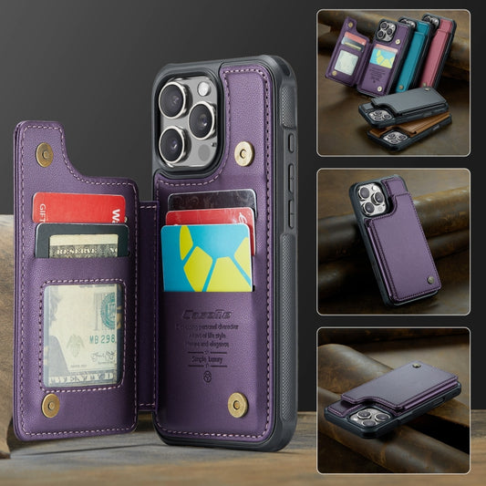 For iPhone 16 Pro Max CaseMe C22 Card Slots Holder RFID Anti-theft Phone Case(Purple) by CaseMe