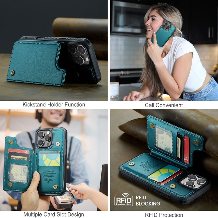 For iPhone 16 Pro CaseMe C22 Card Slots Holder RFID Anti-theft Phone Case(Green) by CaseMe