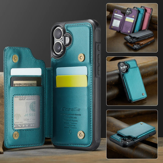 For iPhone 16 CaseMe C22 Card Slots Holder RFID Anti-theft Phone Case(Green) by CaseMe