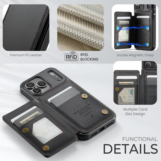 For iPhone 17 Pro CaseMe C22 Card Slots Holder RFID Anti-theft Phone Case(Black) by CaseMe