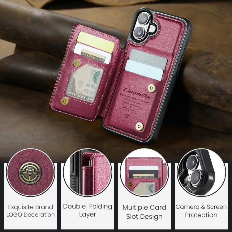 For iPhone 17 CaseMe C22 Card Slots Holder RFID Anti-theft Phone Case(Red) by CaseMe