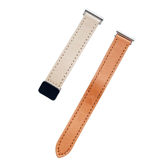 For Samsung Galaxy Watch 6 Classic 43 / 47mm Slim Magnetic Buckle 20mm Microfiber Leather Watch Band(Aimaorange+Cream Apricot) by bashfashion