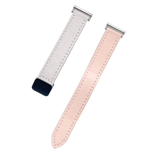 For Samsung Galaxy Watch 6 Classic 43 / 47mm Slim Magnetic Buckle 20mm Microfiber Leather Watch Band(Pink+Apricot) by bashfashion