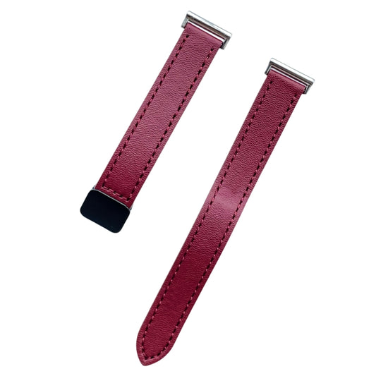 For Garmin Forerunner 165 Music Slim Magnetic Buckle 20mm Microfiber Leather Watch Band(Wine Red) by bashfashion