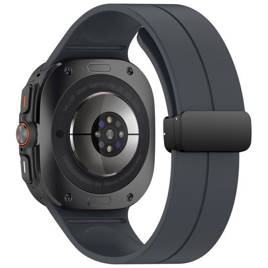 For Samsung Galaxy Watch Ultra 47mm Groove Style Folding Magnetic Buckle Silicone Watch Band(Gray) by bashfashion