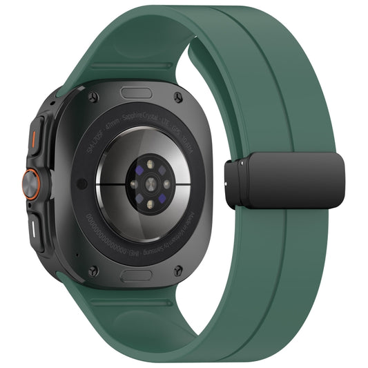For Samsung Galaxy Watch Ultra 47mm Groove Style Folding Magnetic Buckle Silicone Watch Band(Dark Green) by bashfashion