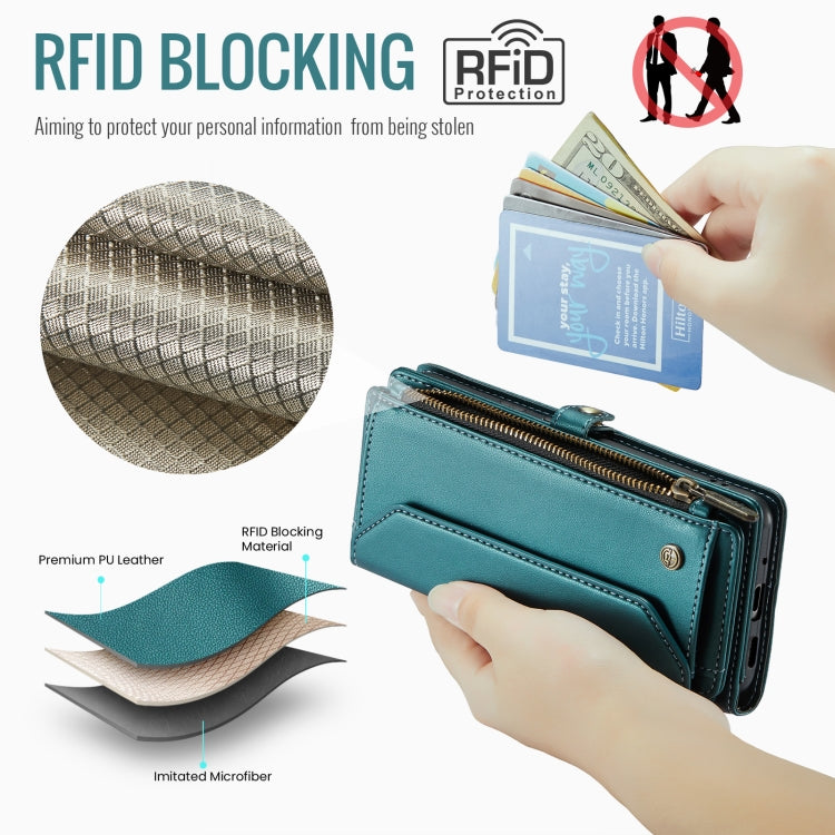 For Google Pixel 9 Pro XL / 10 Pro XL CaseMe C36 Card Slots Zipper Wallet RFID Anti-theft Leather Phone Case(Green) by CaseMe