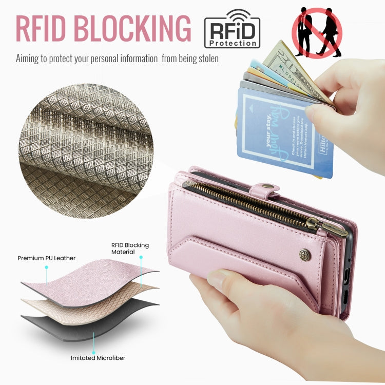 For Google Pixel 10 / 10 Pro / 9 CaseMe C36 Card Slots Zipper Wallet RFID Anti-theft Leather Phone Case(Pink) by CaseMe