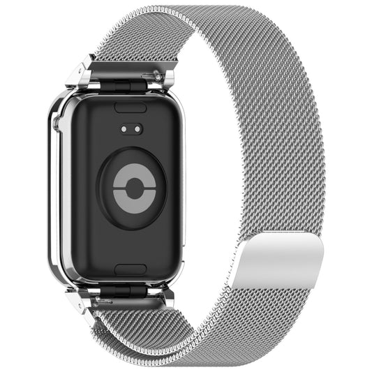 For Xiaomi Mi Band 8 Pro Metal Frame + Milan Magnetic Stainless Steel Integrated Watch Band(Silver) by bashfashion
