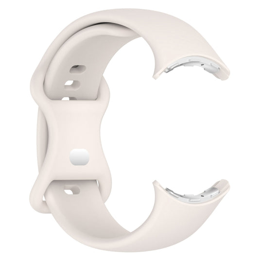 For Google Pixel Watch 3 41mm Solid Color Butterfly Buckle Silicone Watch Band, Size:L(Starlight) by bashfashion