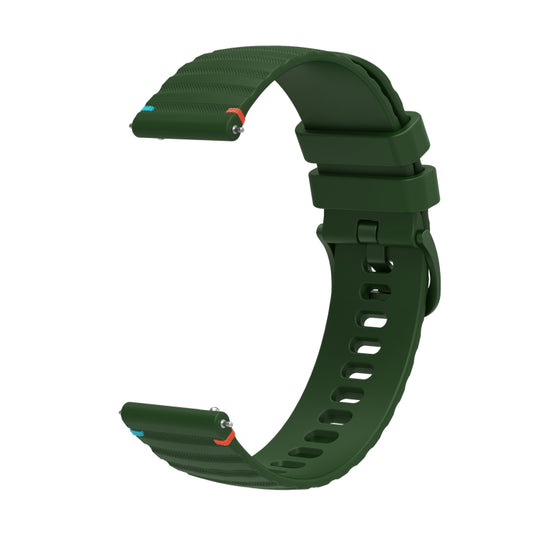 For Garmin Forerunner 245 Wavy Dotted Stitched 20mm Silicone Watch Band(Army Green) by bashfashion