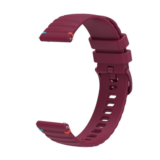 For Huawei Watch 4 Pro Wavy Dotted Stitched 22mm Silicone Watch Band(Wine Red) by bashfashion