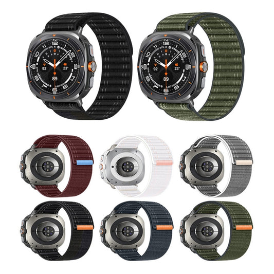 For Samsung Galaxy Watch Ultra 47mm / Ultra 2025 Sea Wave Texture Nylon Hook and Loop Fastener Watch Band(White) by bashfashion