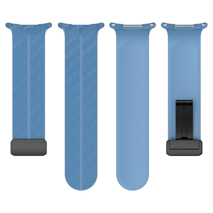 For Samsung Galaxy Watch Ultra 47mm Carbon Fiber Magnetic Folding Buckle Silicone Watch Band(Blue) by bashfashion