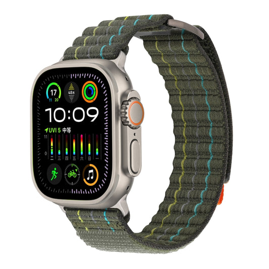For Apple Watch Ultra 49mm Two Sections Nylon Hook and Loop Fastener Watch Band(Field Green) by bashfashion