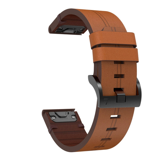 For Garmin Descent Mk3 43mm Leather Steel Buckle 20mm Watch Band(Brown) by bashfashion