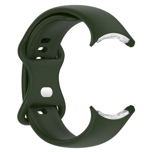 For Google Pixel Watch 3 45mm Solid Color Butterfly Buckle Silicone Watch Band, Size: S(Dark Green) by bashfashion