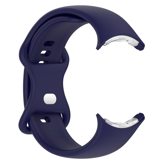 For Google Pixel Watch 3 45mm Solid Color Butterfly Buckle Silicone Watch Band, Size: S(Dark Blue) by bashfashion
