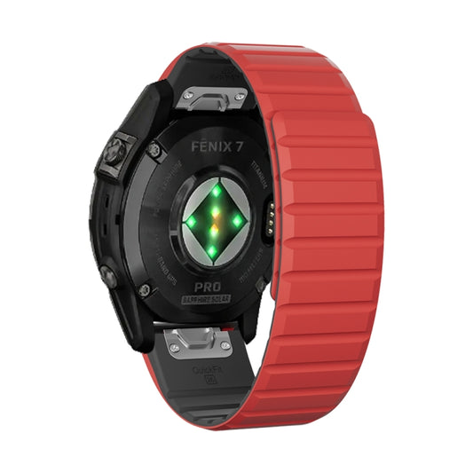 For Garmin Fenix 6X / 6X Pro Dual Color Magnetic Quick Release 26mm Silicone Watch Band(Red+Black) by bashfashion