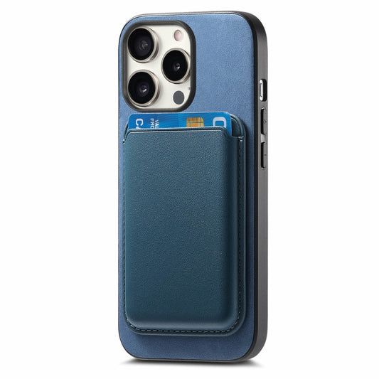 For iPhone 16 Pro Max Retro Magsafe Card Bag PU Back Cover Phone Case(Blue) by bashfashion