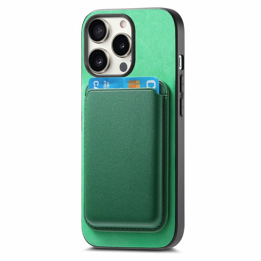 For iPhone 16 Pro Retro Magsafe Card Bag PU Back Cover Phone Case(Green) by bashfashion