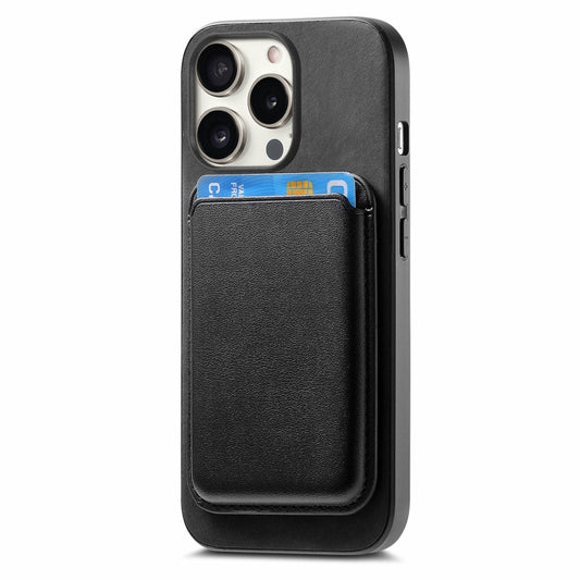 For iPhone 16 Pro Retro Magsafe Card Bag PU Back Cover Phone Case(Black) by bashfashion