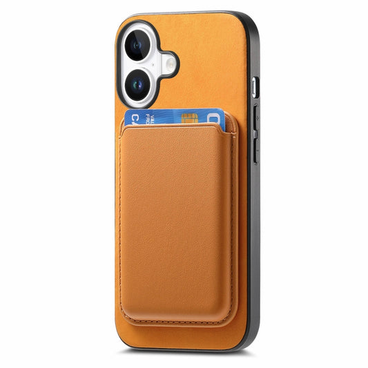 For iPhone 16 Plus Retro Magsafe Card Bag PU Back Cover Phone Case(Yellow) by bashfashion