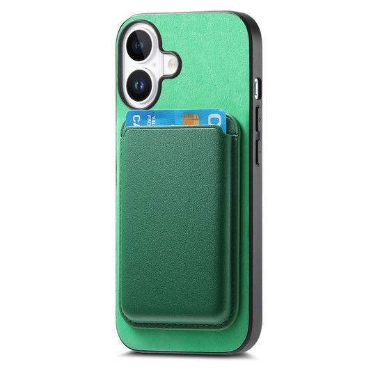 For iPhone 16 Plus Retro Magsafe Card Bag PU Back Cover Phone Case(Green) by bashfashion