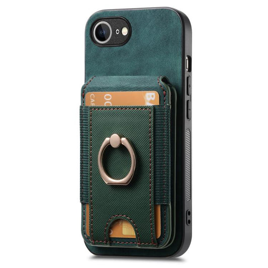 For iPhone 16e Retro Splitable Magnetic Stand Card Bag Leather Phone Case(Green) by bashfashion