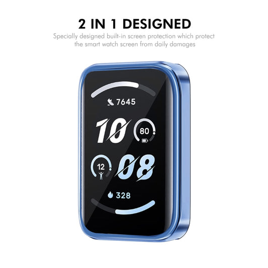 For Honor Band 9 ENKAY Hat-Prince Full Coverage Electroplated Soft TPU Case with Screen Protection(Rose Gold) by ENKAY