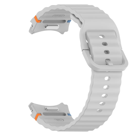 For Samsung Galaxy Watch 7 44mm Wavy Grain Stitched Quick Release Silicone Watch Band(Light Grey) by bashfashion