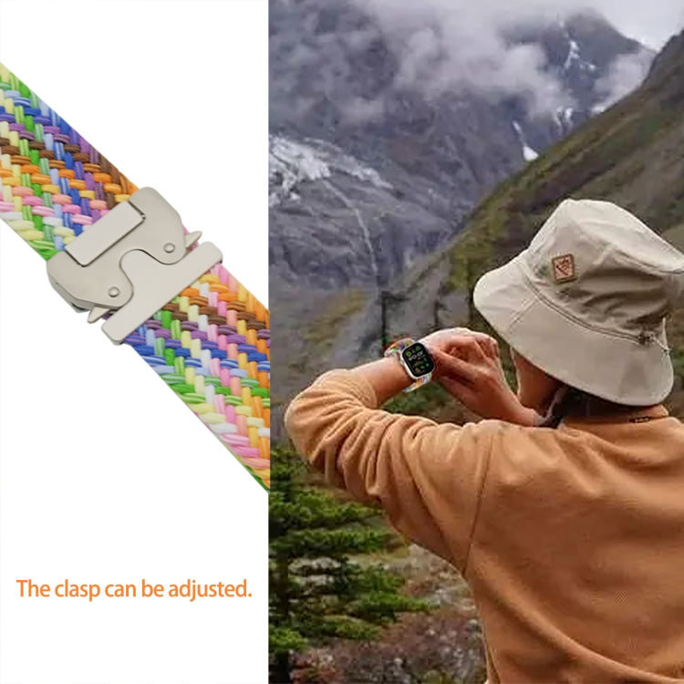 For Apple Watch 46mm / 49mm / 45mm / 44mm Metal Buckle Nylon Braided Watch Band(Black) by bashfashion