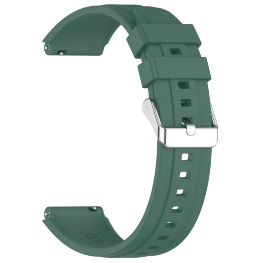 For Huawei Watch GT 5 Pro 46mm Silver Buckle Quick Release Silicone Watch Band(Dark Green) by bashfashion